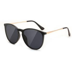 FEISEDY Sunglasses for Women Men Retro Round Cateye Designer Cute Mirrored UV Protection Lens B0210(Black – Grey)