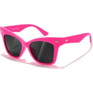 FEISEDY Trendy Polarized Sunglasses, Retro Cateye Frame for Women, UV400 Protection Shades B0009(007 Hot Pink)
