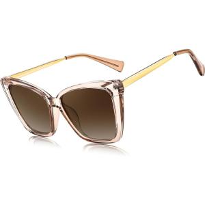 FEISEDY Trendy Polarized Women Sunglasses, Retro Womens Square Cat Eye Sun Glasses B4134(Champagne)