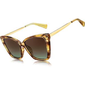 FEISEDY Trendy Polarized Women Sunglasses, Retro Womens Square Cat Eye Sun Glasses B4134(Yellow Leopard)