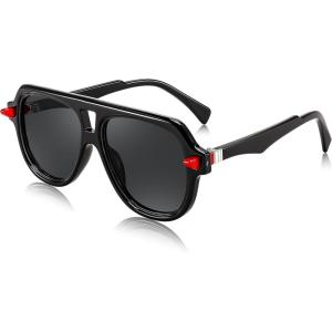 FEISEDY Vintage 70s Aviator Sunglasses Men Women Classic Retro Trendy Large Frame UV400 Sun Glasses B0030(Black)