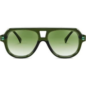 FEISEDY Vintage 70s Aviator Sunglasses Men Women Classic Retro Trendy Large Frame UV400 Sun Glasses B0030(Green)