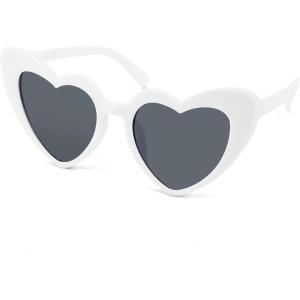 FEISEDY Vintage Heart Shaped Sunglasses Women Stylish Love Eyeglasses B2421-P1(White)