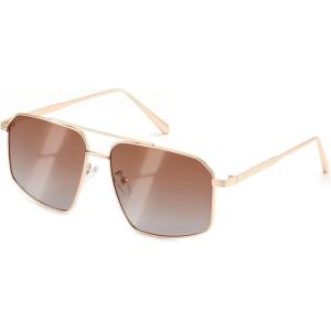 FEISEDY Vintage Polarized Aviator Sunglasses Men Women Classic American Gradient Lens UV400 Protection B0273(Gold Framed and Gradient Brown Lens)