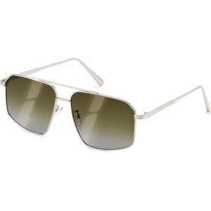 FEISEDY Vintage Polarized Aviator Sunglasses Men Women Classic American Gradient Lens UV400 Protection B0273(Silver Framed and Gradient Green Lens)