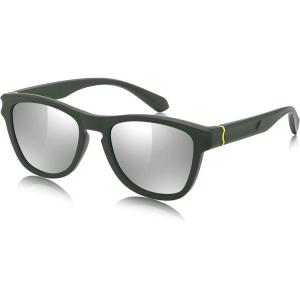 FEISEDY Vintage Polarized Sunglasses for Women Men Classic Square Trendy TR Frame Designer Shades B0176(Green & Sliver)