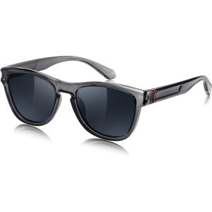 FEISEDY Vintage Polarized Sunglasses for Women Men Classic Square Trendy TR Frame Designer Shades B0176(Transparent Grey & Blue)