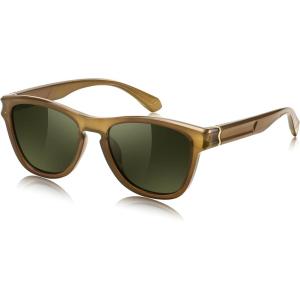 FEISEDY Vintage Polarized Sunglasses for Women Men Classic Square Trendy TR Frame Designer Shades B0176(Transparent Olive Green)