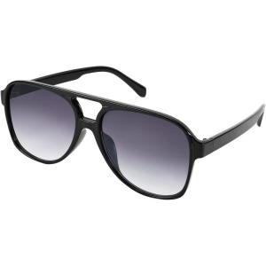 FEISEDY Vintage Retro 70s Plastic Aviator Sunglasses Women Men Classic Large Squared Frame B2751(Black)