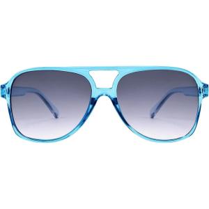 FEISEDY Vintage Retro 70s Plastic Aviator Sunglasses Women Men Classic Large Squared Frame B2751(Clear Blue)