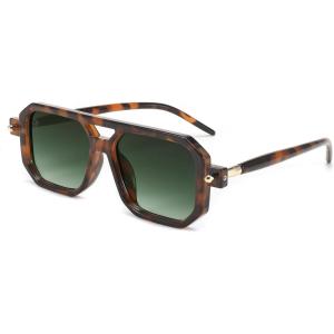 FEISEDY Vintage Square 70s Flat Aviator Sunglasses Women Men Classic Retro Stylish Frame UV400 Sunglasses B2622(013 Brown Tortoise Frame & Gradient Dark Green Lens)