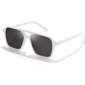 FEISEDY Vintage Square Aviator Sunglasses Women Men Fashion Retro 70s Frame Sun Glasses Shades B0179(White & Grey)