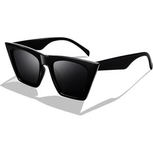 FEISEDY Vintage Square Cat Eye Sunglasses Women Trendy Cateye Sunglasses B2473(Black)