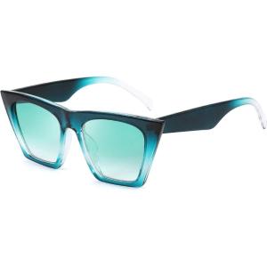 FEISEDY Vintage Square Cat Eye Sunglasses Women Trendy Cateye Sunglasses B2473(Emerald Green)