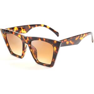 FEISEDY Vintage Square Cat Eye Sunglasses Women Trendy Cateye Sunglasses B2473(Leopard)