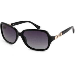 FEISEDY Vintage Square Polarized Sunglasses for Women UV400 Travel Driving Fashion Arcuate Sunglasses B2526(Black)