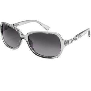 FEISEDY Vintage Square Polarized Sunglasses for Women UV400 Travel Driving Fashion Arcuate Sunglasses B2526(Clear Gray Frame Gradual Grey Lenses)