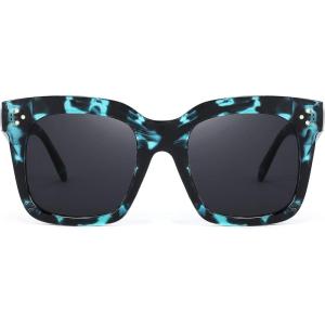 FEISEDY Vintage Women Butterfly Sunglasses Designer Luxury Square Gradient Sun Glasses Shades B2486(Green Leopard Camo)