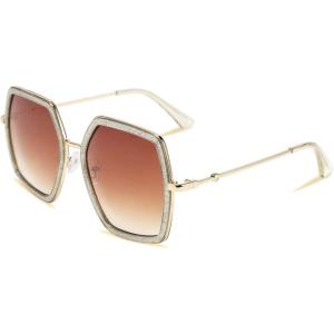 FEISEDY Women Large Hexagon Inspired Sunglasses Fashion Irregular Design Style Geometric B2503(Champagne)