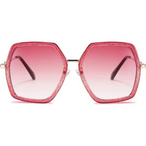 FEISEDY Women Large Hexagon Inspired Sunglasses Fashion Irregular Design Style Geometric B2503(Shiny Red)