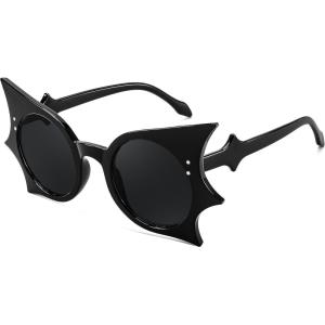 FEISEDY Women Men Funny Sunglasses, Butterfly Shaped Bat Shades for Halloween and Party B4142(Black)