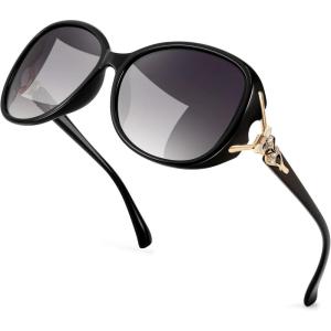 FEISEDY Women Oversized Polarized Sunglasses Ladies Large Shades Classic Fox Sunglasses B2730(Black)