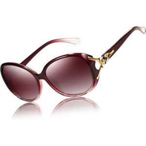 FEISEDY Women Oversized Polarized Sunglasses Ladies Large Shades Classic Fox Sunglasses B2730(Wine)