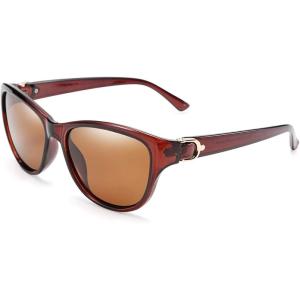 FEISEDY Women Vintage Polarized Sunglasses Lady Elegant Cateye Sun Glasses B2476(Brown)