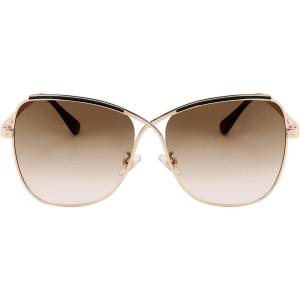 FEISEDY Womens Cute Sunglasses Oversized Butterfly X Shape Design Cateye Lady Sunglasses B2738(Golden Frame & Gradual Brown Lens)