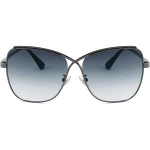 FEISEDY Womens Cute Sunglasses Oversized Butterfly X Shape Design Cateye Lady Sunglasses B2738(Gun Grey Frame & Gradual Grey Lens)