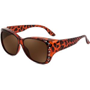FEISEDY Women’s Polarized Fit Over Sunglasses, Fitover Prescription Glasses UV400 Protection B4190(Tortoise Frame / Brown Lens)