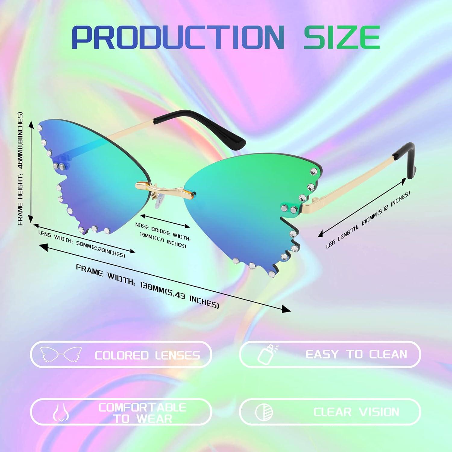 imageFEISEDY Butterfly Rimless Sunglasses for Women Fashion Metal Frame Sunglasses B4065