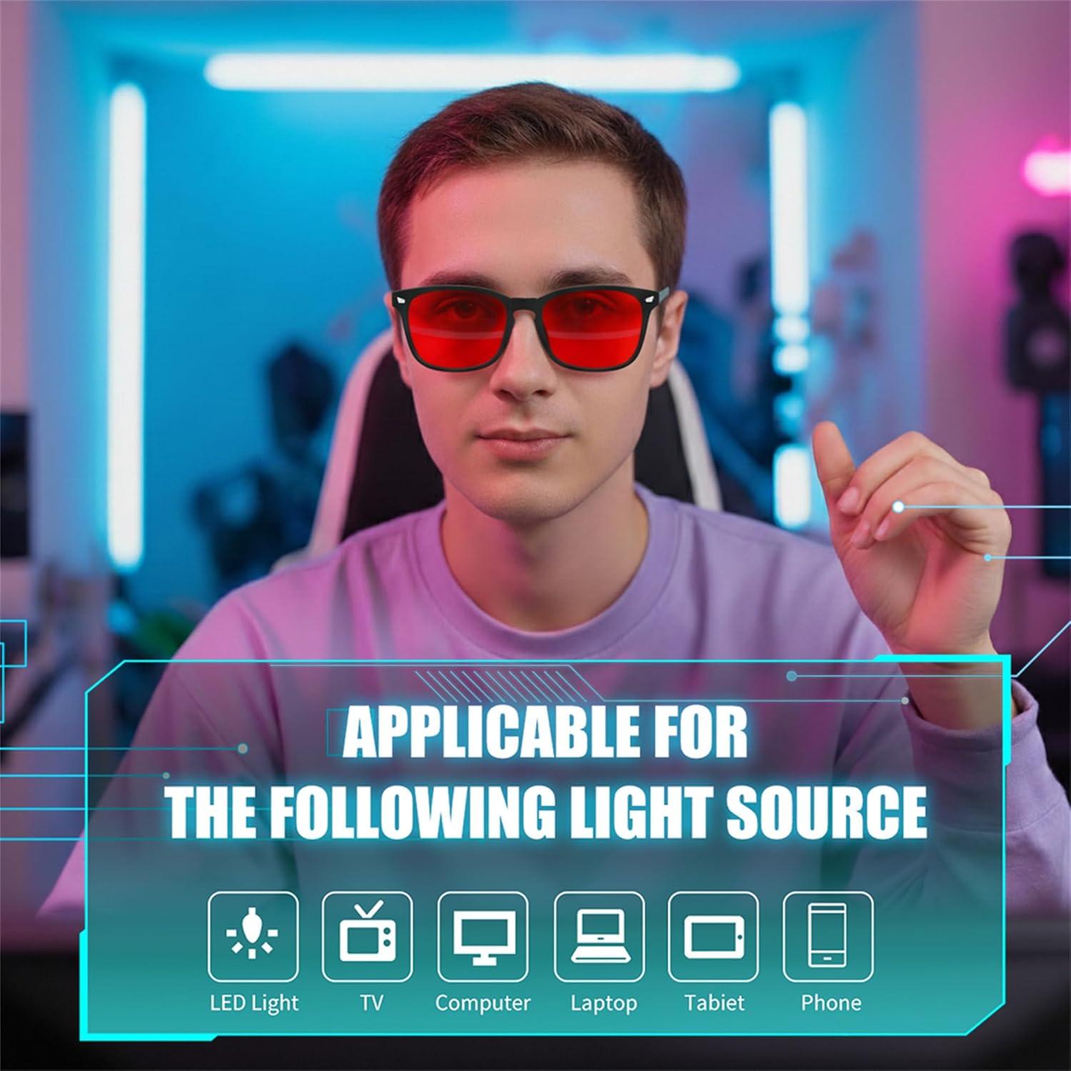 imageFEISEDY Classic Red Lens Blue Light Blocking Glasses Reduce Eyestrain Computer Gaming Eyeglasses B0355