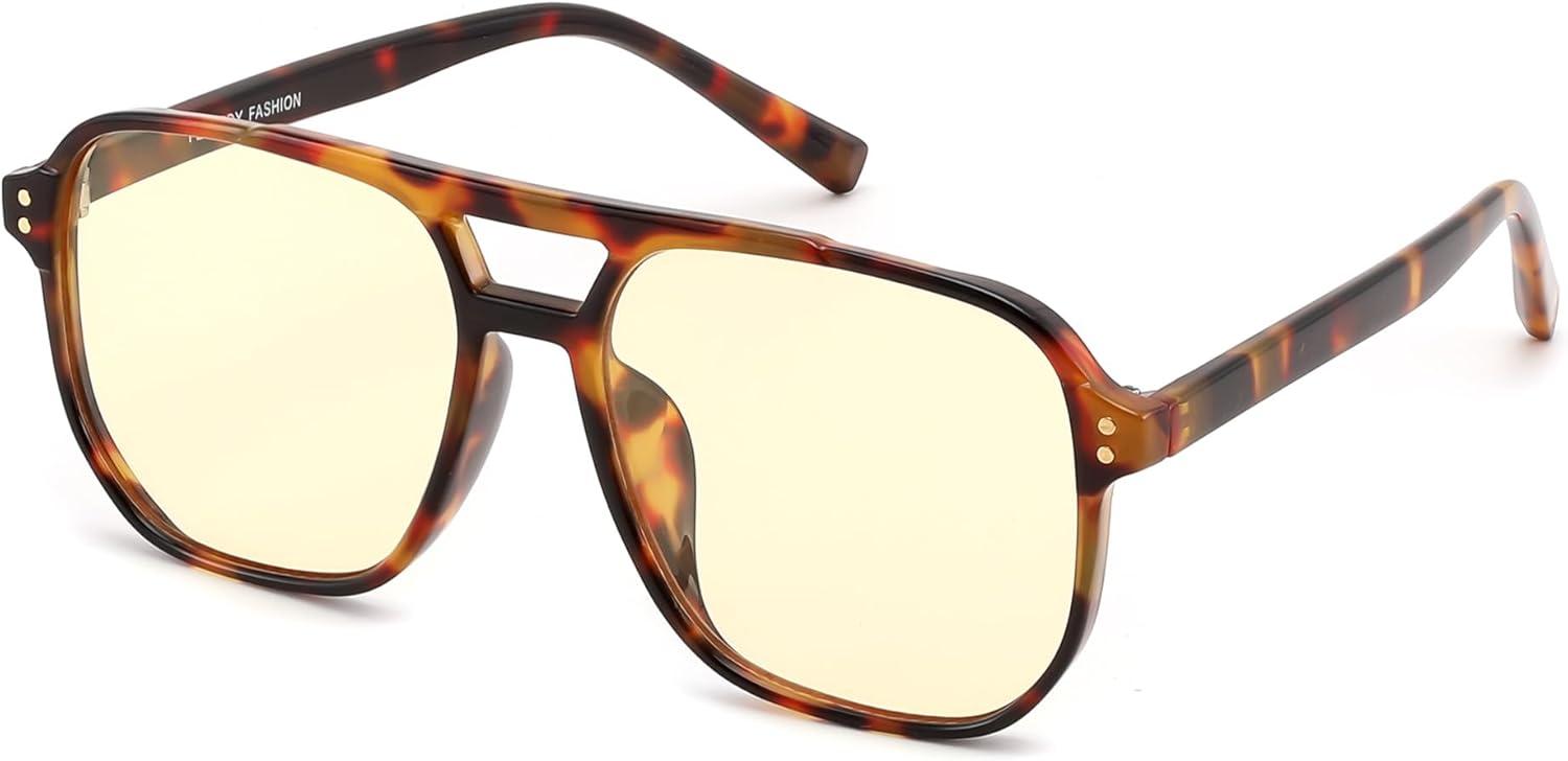 imageFEISEDY Gaming Blue Light Blocking Glasses for Woman Men Fashion Computer Eyeglasses Anti Eyestrain Glare G2835 Tortoise Frame ampamp Light Yellow Lenese
