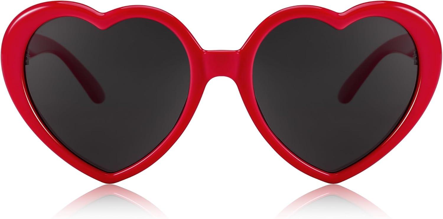 imageFEISEDY Heart Shaped Polarized Sunglasses Kids for Toddler Girls Age 310 Shaped Cute Fashion Sunnies B0077Red