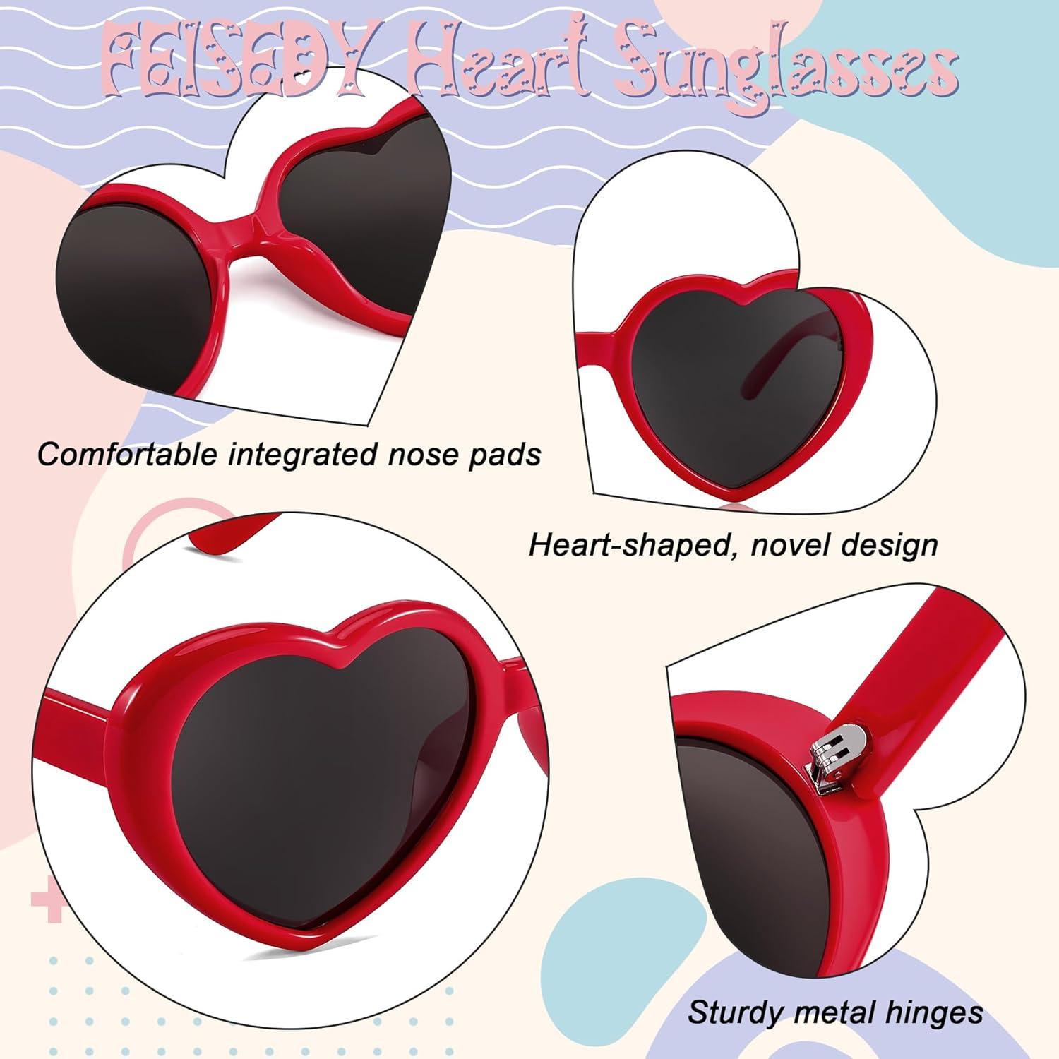 imageFEISEDY Heart Shaped Polarized Sunglasses Kids for Toddler Girls Age 310 Shaped Cute Fashion Sunnies B0077Red