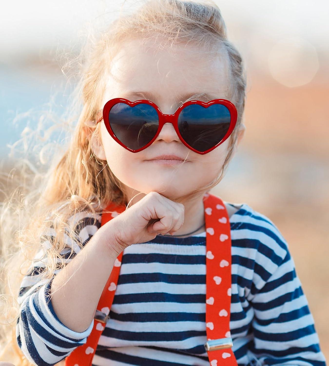 imageFEISEDY Heart Shaped Polarized Sunglasses Kids for Toddler Girls Age 310 Shaped Cute Fashion Sunnies B0077Red