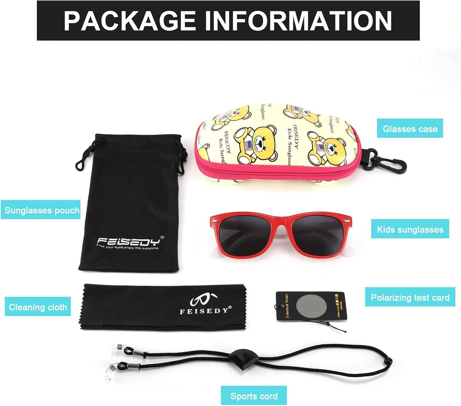 imageFEISEDY Kids Polarized Sunglasses Rubber Frame Children Sun Glasses UV400 Fashion Boys Girls Age 312 with Boxes B2830