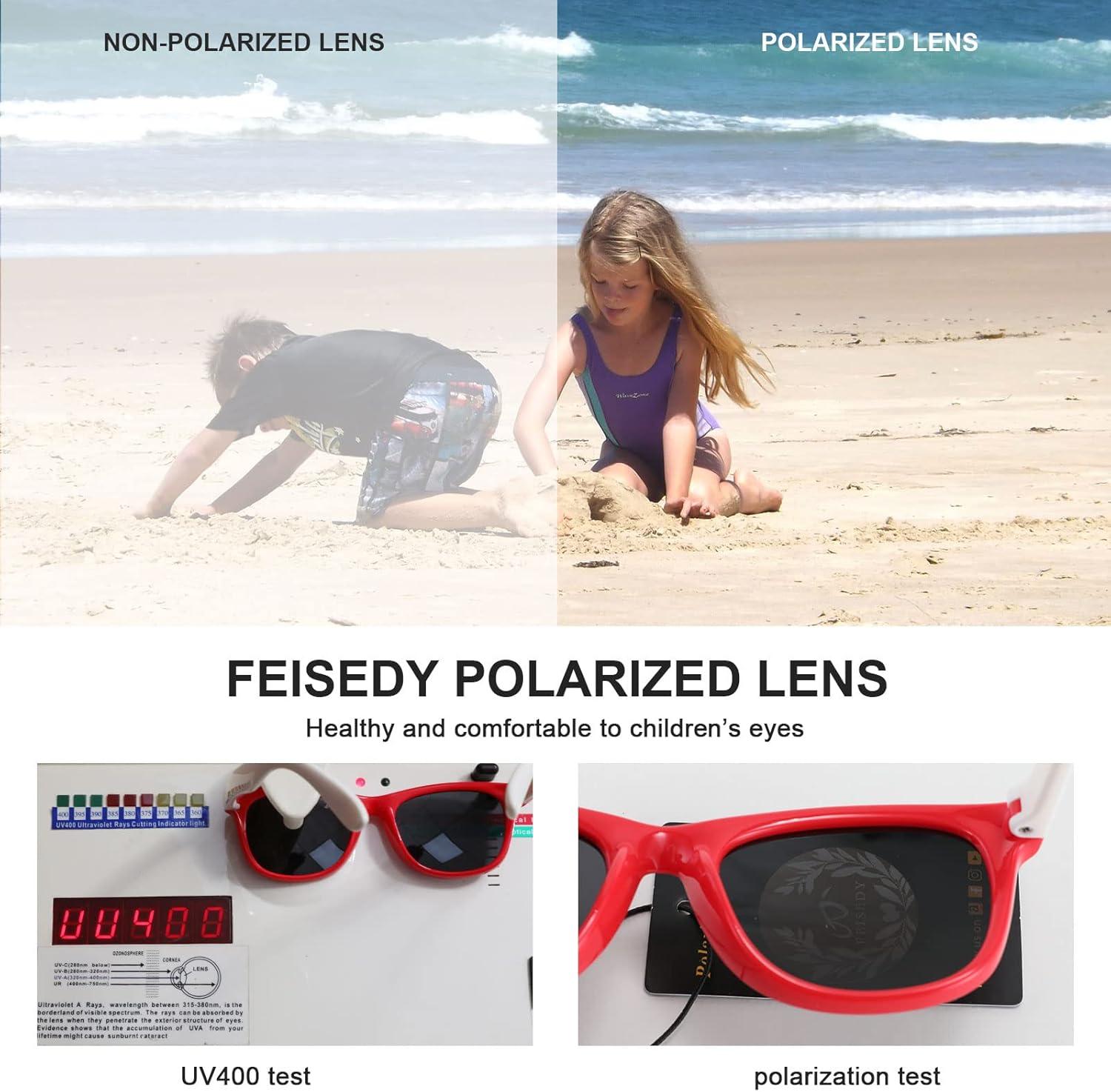 imageFEISEDY Kids Polarized Sunglasses Rubber Frame Children Sun Glasses UV400 Fashion Boys Girls Age 312 with Boxes B2830