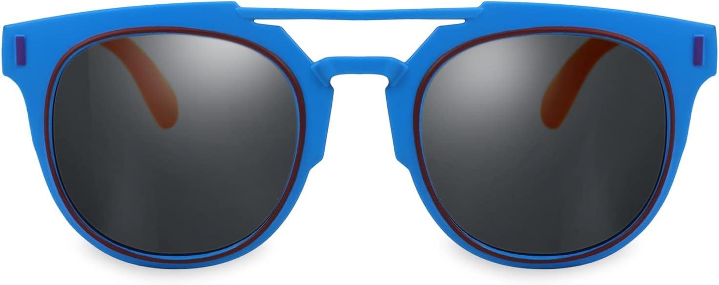 imageFEISEDY Kids Polarized Sunglasses for Girls Boys Sunglasses Rubber Round Frame UV400 Age 512 B2818005blue FramePolarized Lens