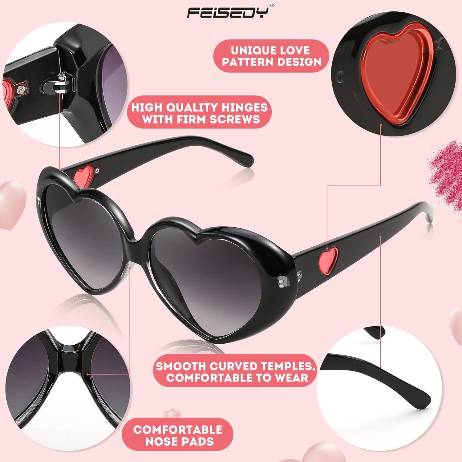 imageFEISEDY Love Heart Shaped Sunglasses for Women Fashion Cute Style Retro Glasses B2341