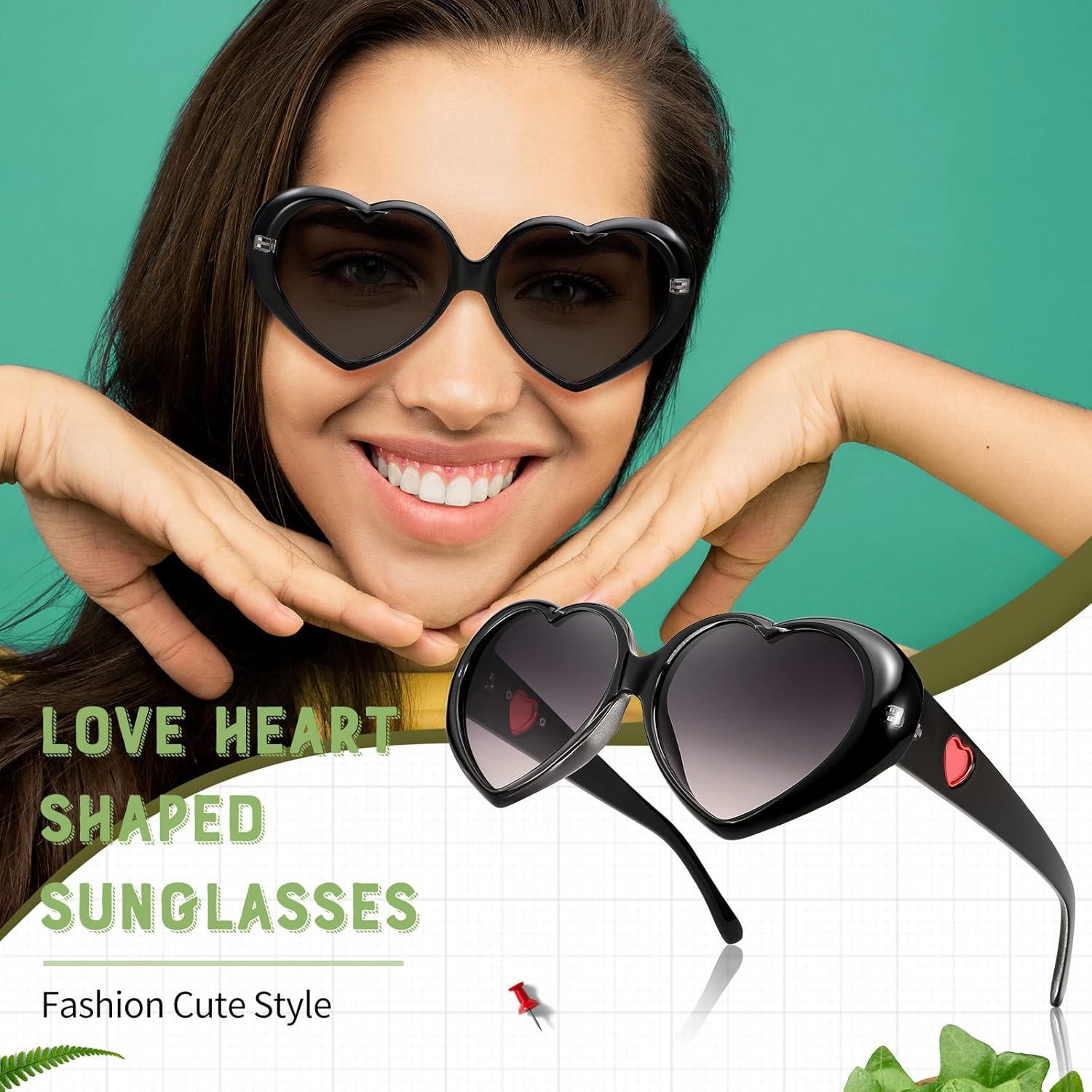 imageFEISEDY Love Heart Shaped Sunglasses for Women Fashion Cute Style Retro Glasses B2341