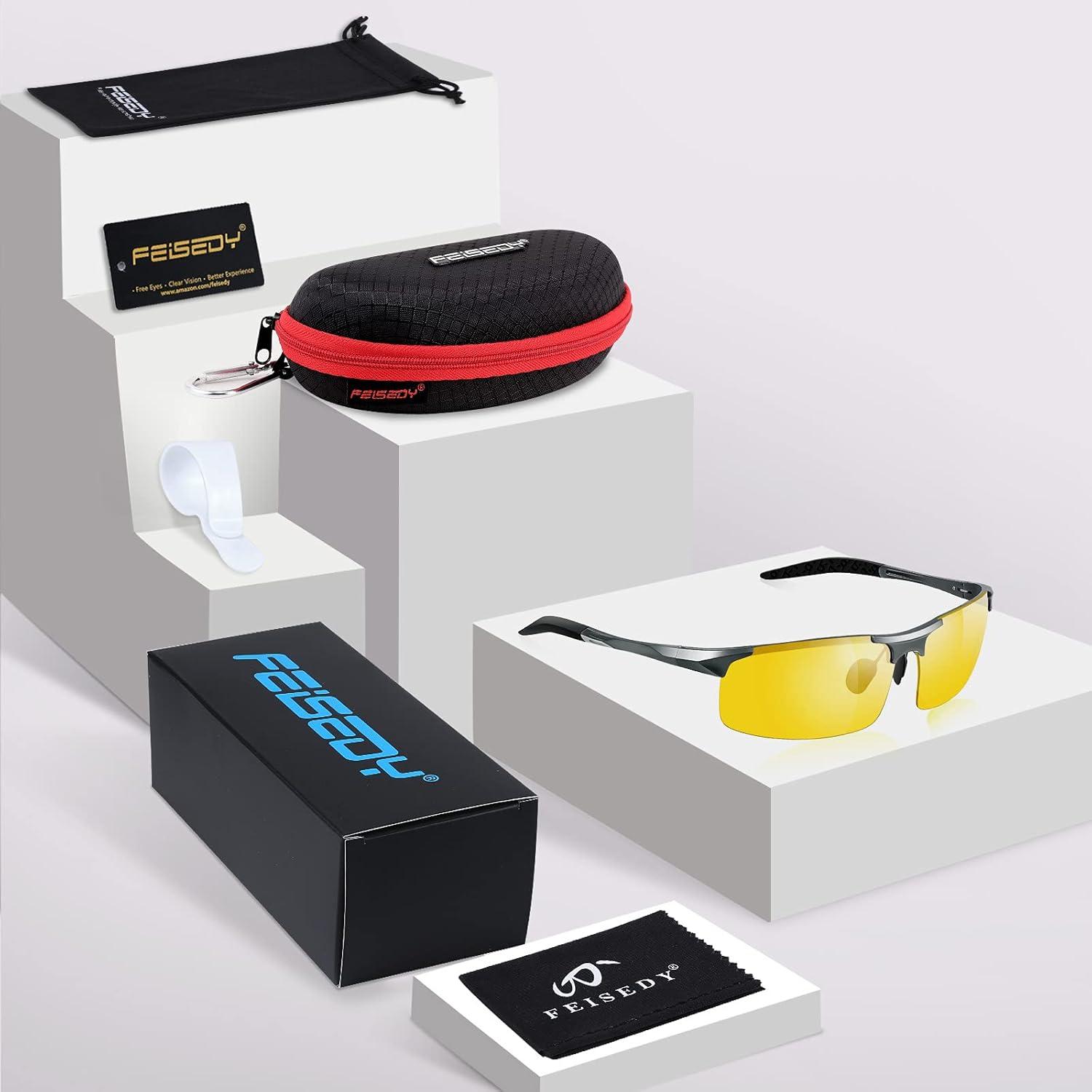imageFEISEDY Mens Sports Polarized Sunglasses UV Protection Sunglasses for Men Cycling Driving B2442