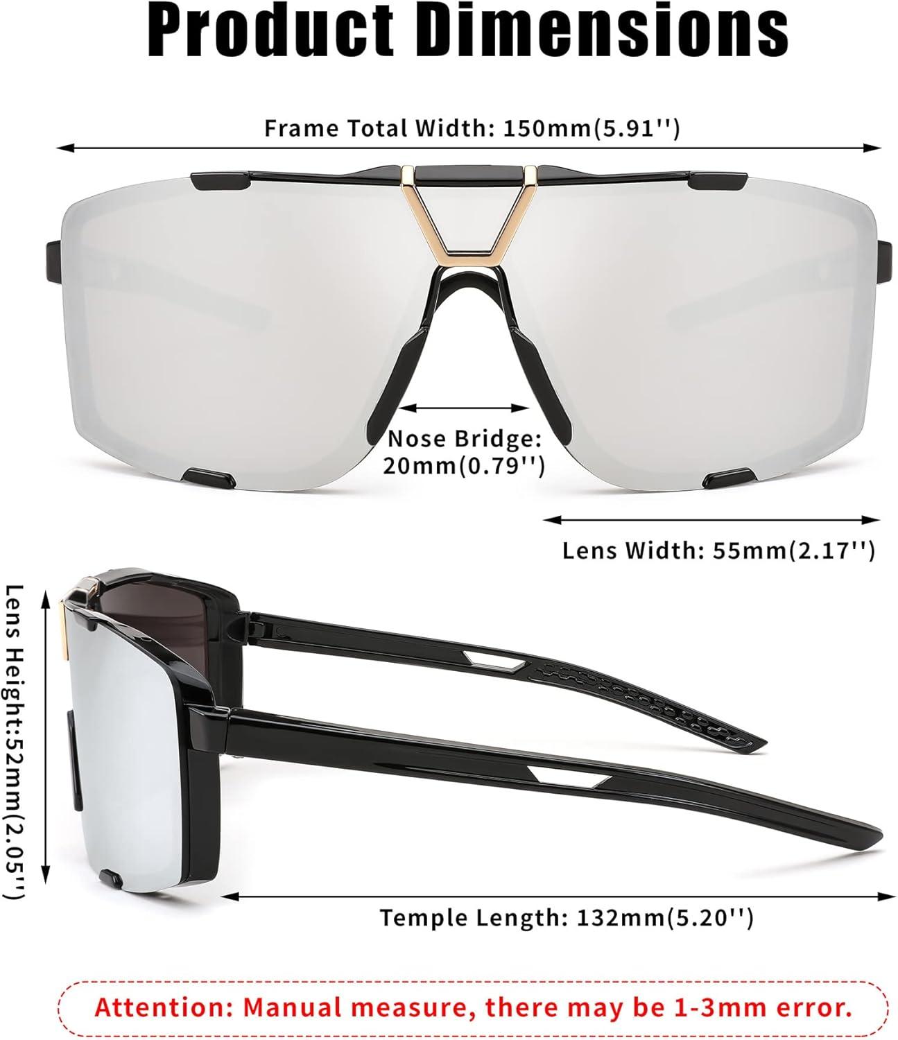 imageFEISEDY Outdoor Sports Sunglasses for Men Women Cycling Running Driving Glasses UV400 Protection B2342002 Black White Mirrored Lens