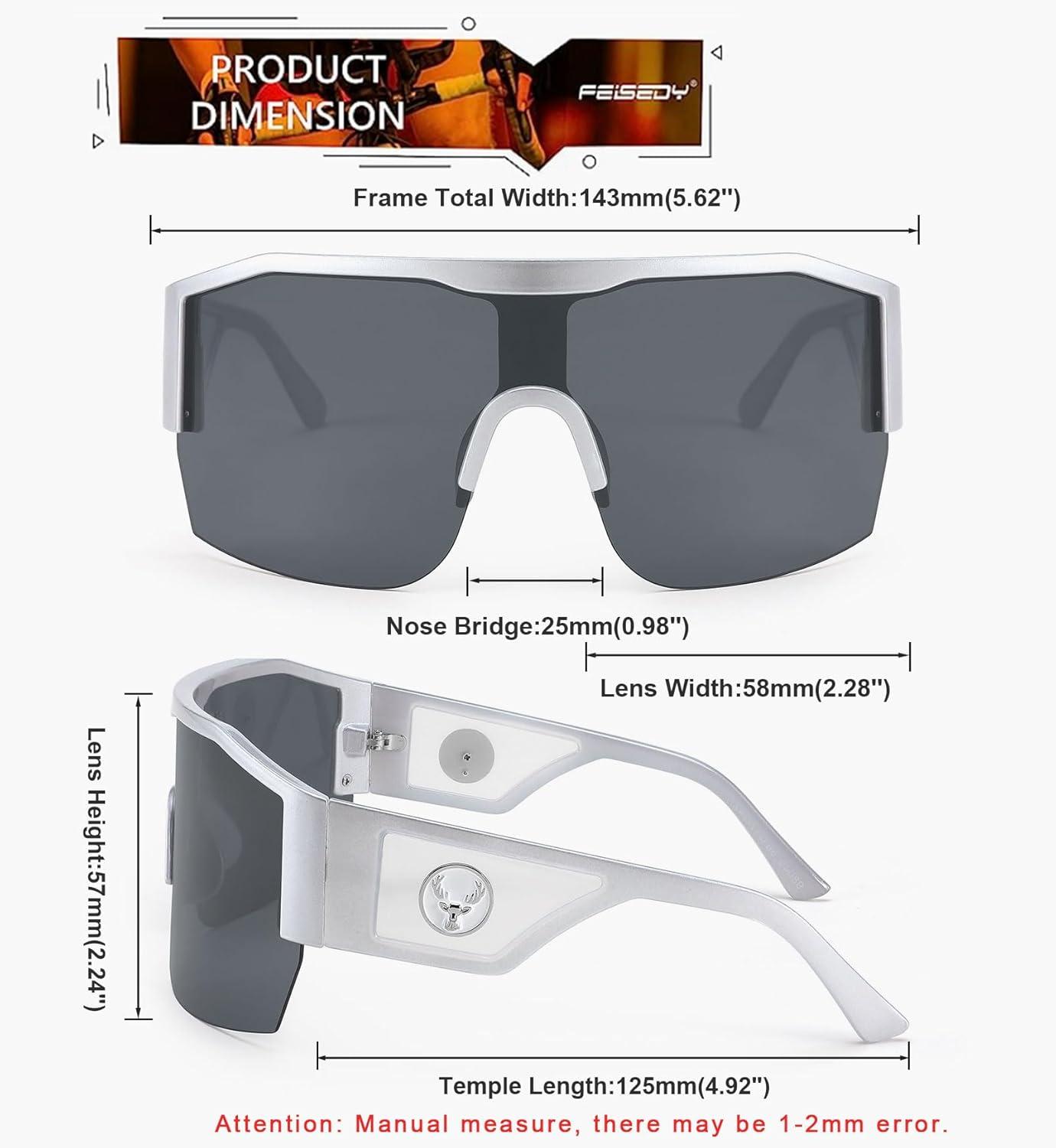 imageFEISEDY Oversized Square One Piece Frameless Stylish Sunglasses Women Men Luxury Shades B4043Sliver FrameGrey Lens