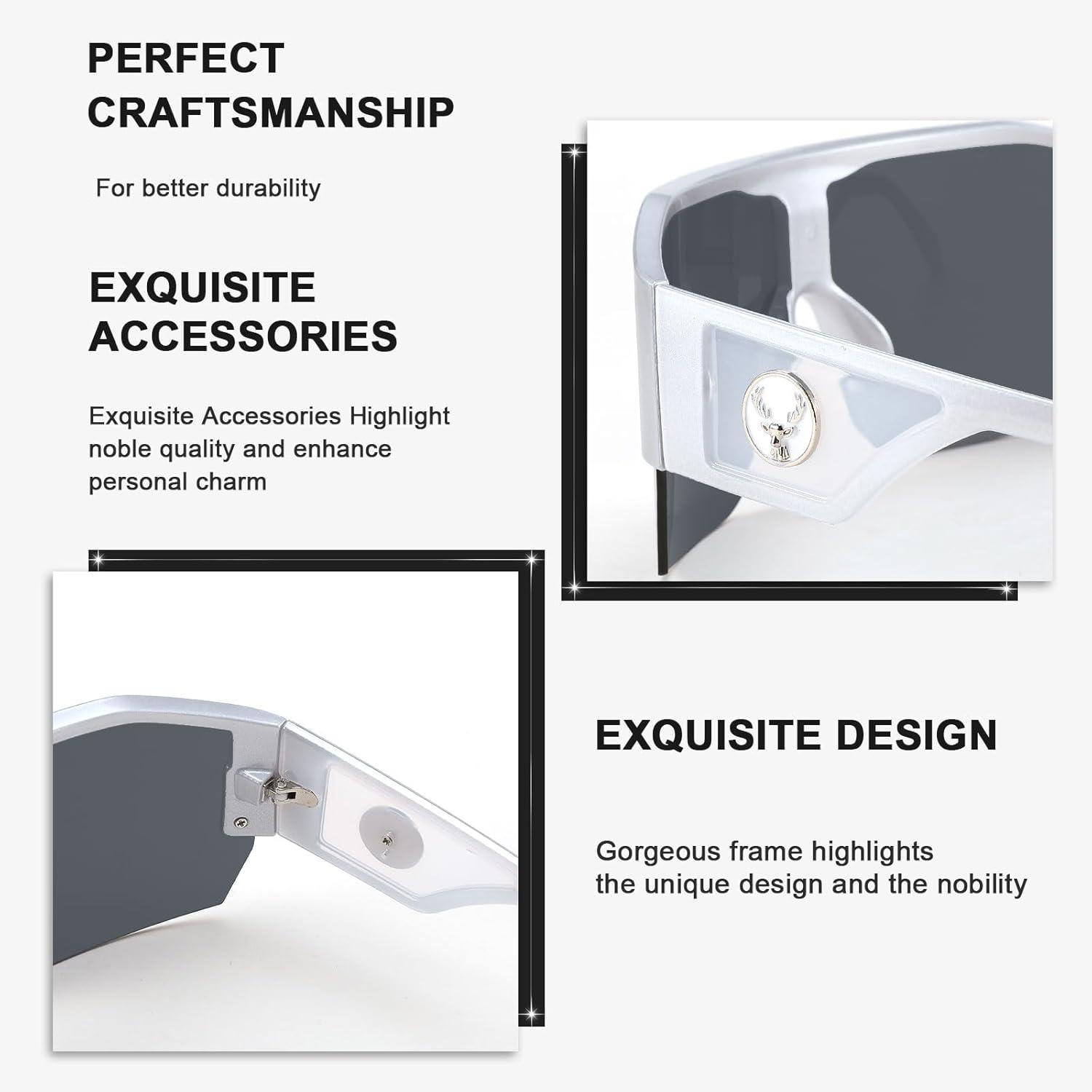 imageFEISEDY Oversized Square One Piece Frameless Stylish Sunglasses Women Men Luxury Shades B4043Sliver FrameGrey Lens