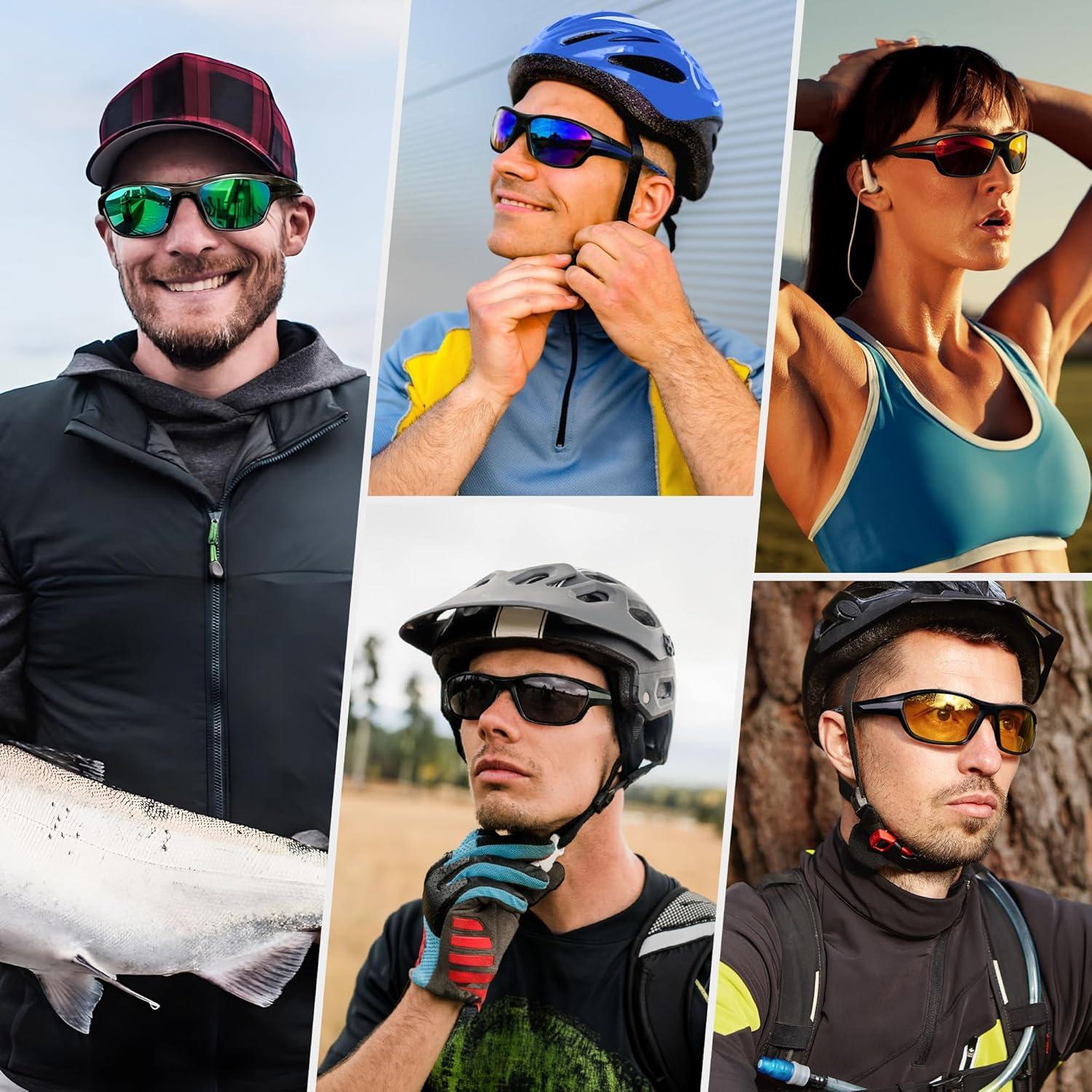 imageFEISEDY Polarized Sports Sunglasses for Men Women Youth Baseball Running Cycling Fishing TAC Glasses UV400 B0150Black Frame Yellow Lens