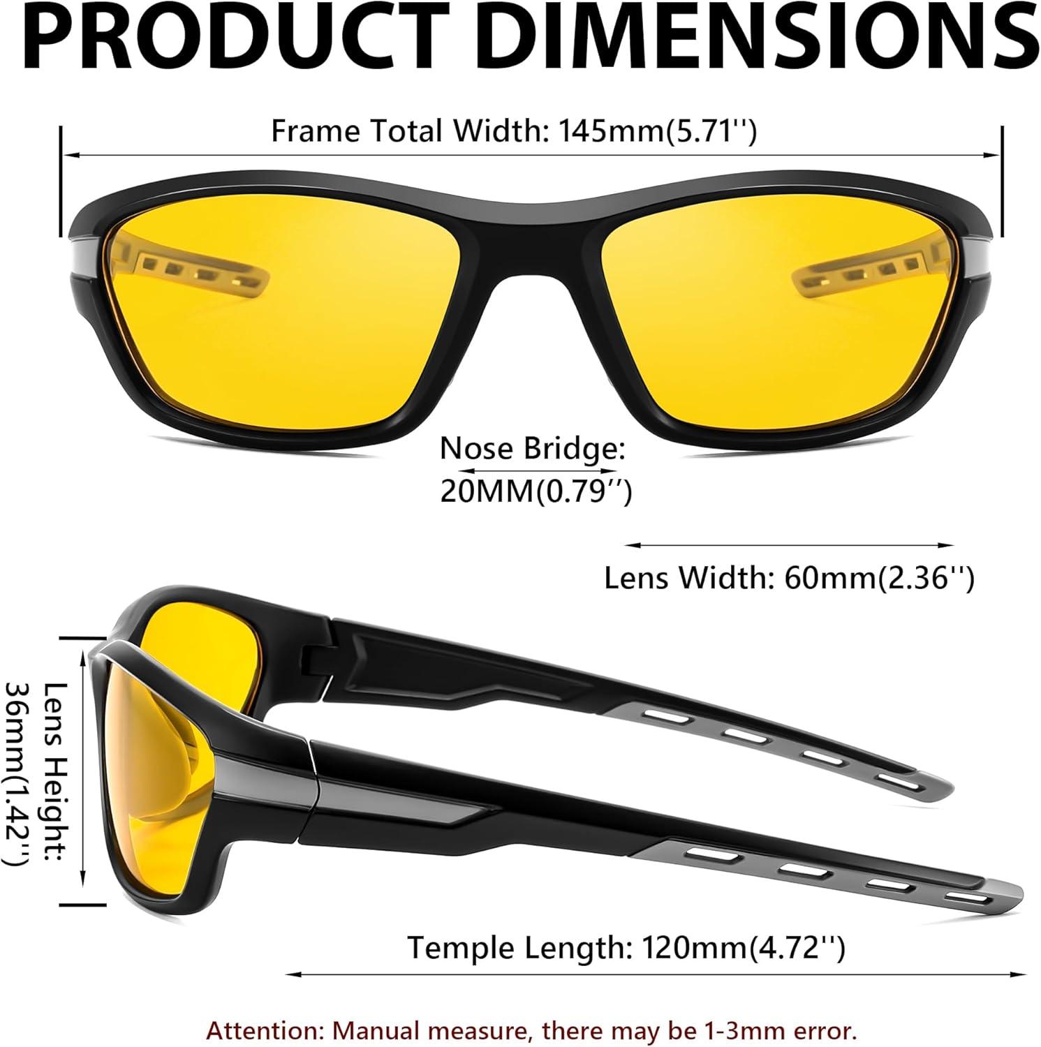 imageFEISEDY Polarized Sports Sunglasses for Men Women Youth Baseball Running Cycling Fishing TAC Glasses UV400 B0150Black Frame Yellow Lens