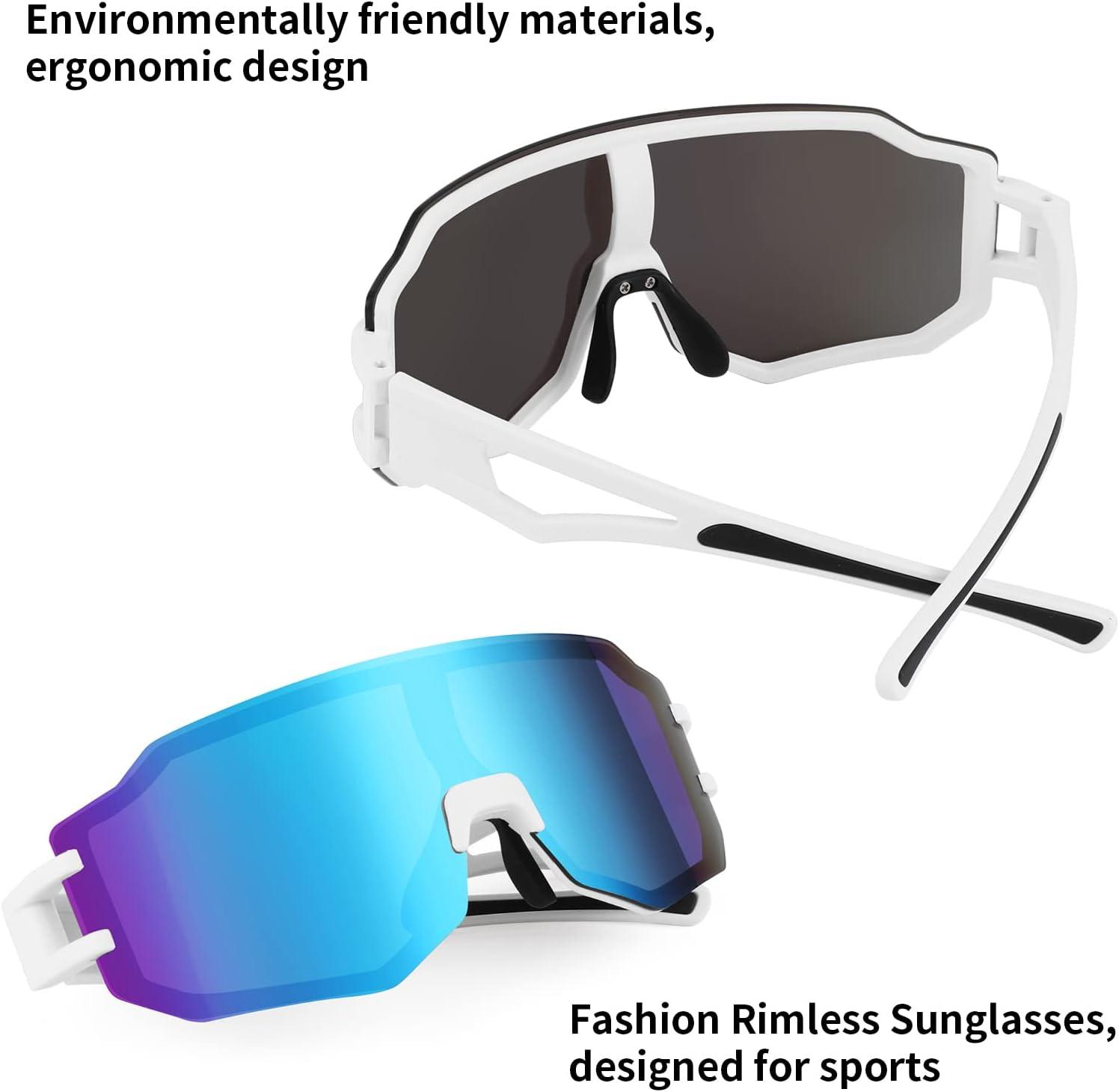 imageFEISEDY Sports Cycling Glasses Men Fashion Mirrored Bicycle Sunglasses One Piece Rimless Lens B2867