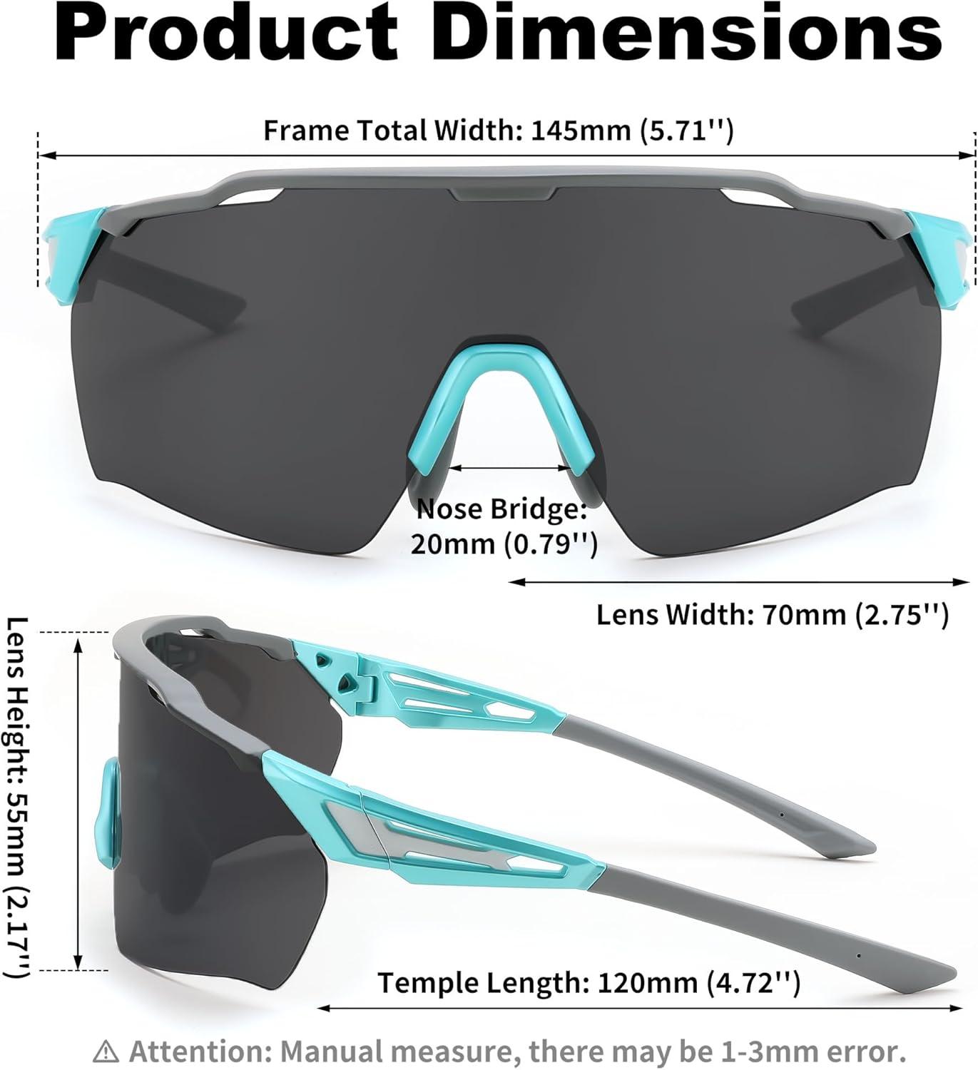 imageFEISEDY Sports Sunglasses for Men WomenDriving Fishing Cycling Mountain Sunglasses UV400 Protection B014902 Blue Frame Grey Lens